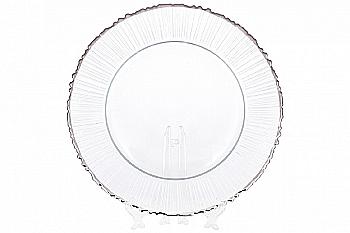 Тарелка сервировочная 33 см, прозрачный с серебряной каймой, 587-024