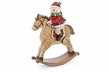 Статуетка Сніговик на конячці, 26 см, 218-539