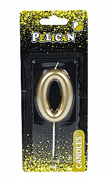 Свічка-цифра для торта Pelican "0", золото, 6 см, 866010 Свічка-цифра для торта Pelican "0", золото, 6 см, 866010
