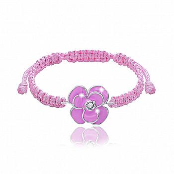 Браслет плетеный "Пион", розовый, 419554600611