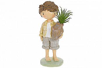 Декоративна статуетка Хлопчик з квіткою, 20см