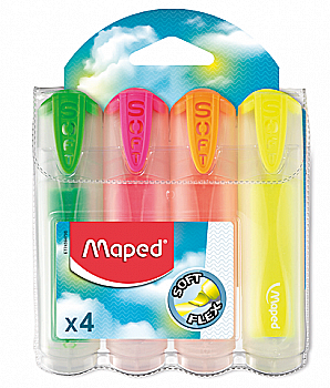 Набор из 4-х текст-маркеров Fluo Peps Ultra Soft Transparent, блистер, ассорти, MP.745947 Набор из 4-х текст-маркеров Fluo Peps Ultra Soft Transparent, блистер, ассорти, MP.745947