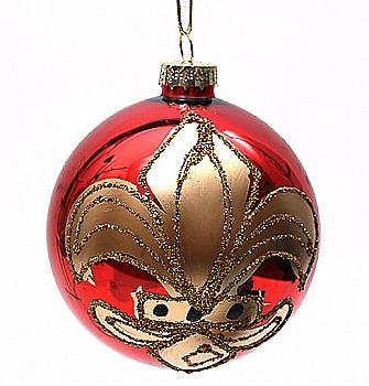Куля ялинкова 8 см, червона з візерунками, NY25-530 Куля ялинкова 8 см, червона з візерунками, NY25-530