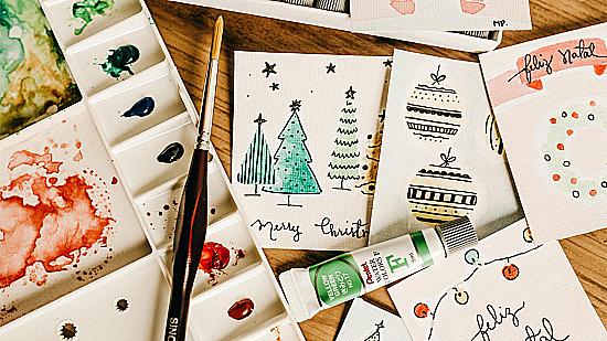 Мінімалістичні зимові листівки маркерами й лінерами🖍️