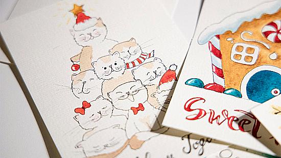 Идеи для зимнего скетчбука: от чашки горячего шоколада до зимнего города