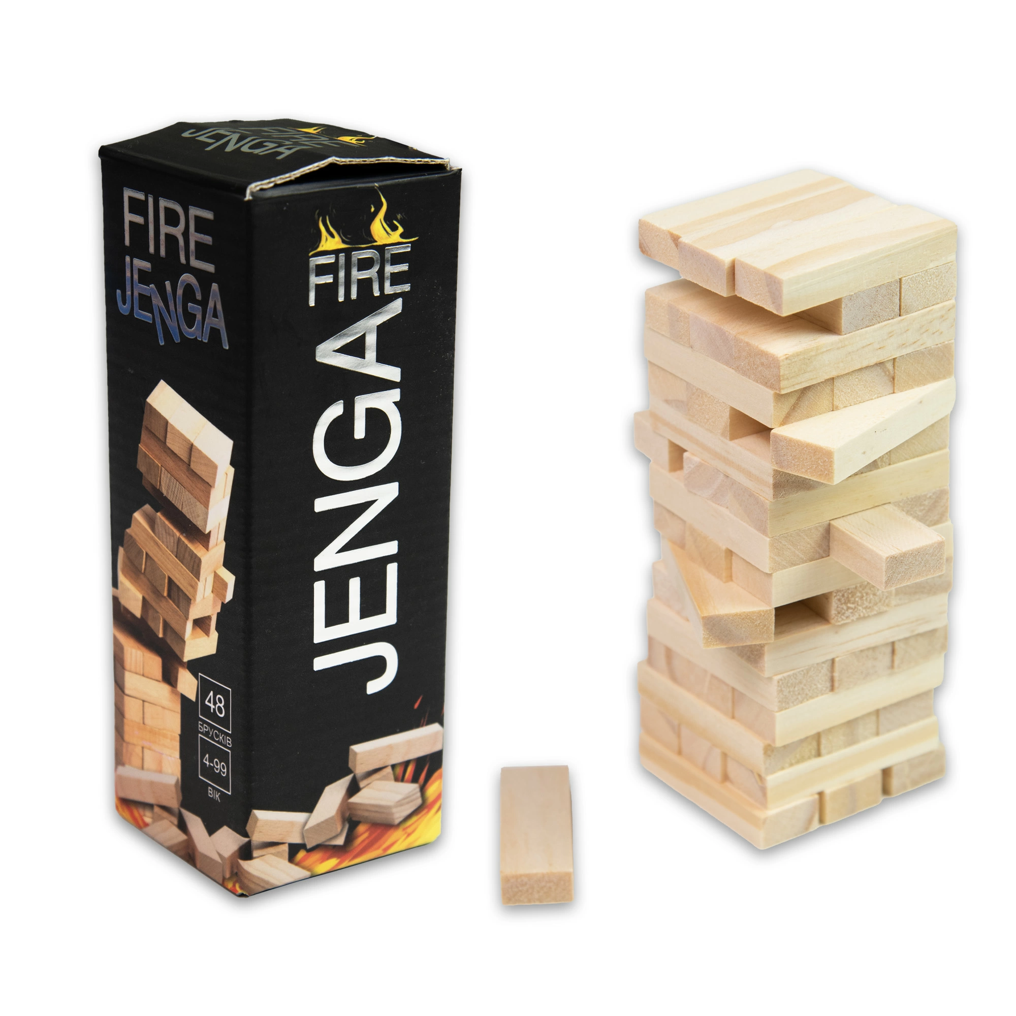 Гра настільна "Fire Jenga, 48 брусків" (укр) 30848, ТМ "Strateg" 1