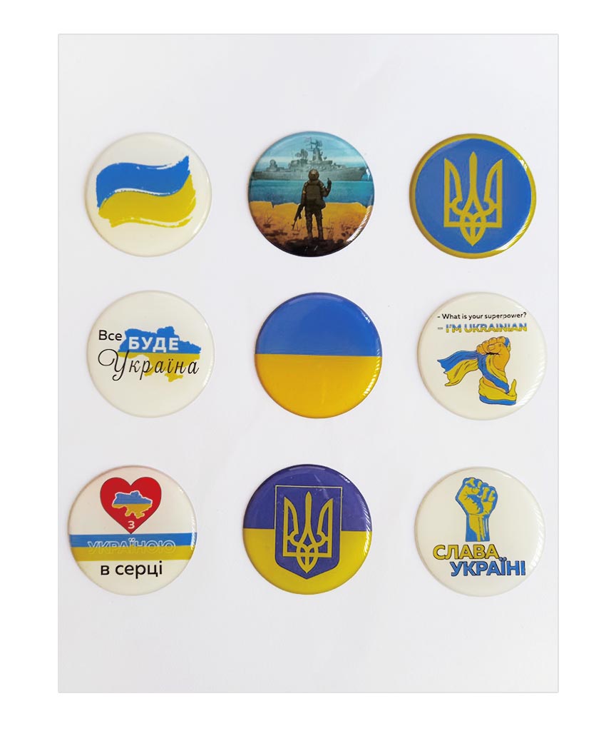 Наклейка объемная 3D "Слава Україна!" диаметр 35 мм, 1шт, 783352