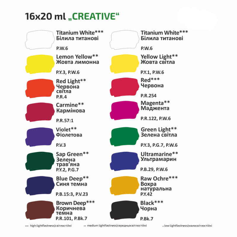 Набір гуашевих фарб "Creative" 16*20 мл, Rosa Studio 2