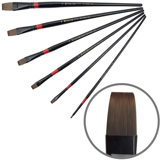 Пензель Синтетика плоский Red stripe 1018 №2 Kolos 2