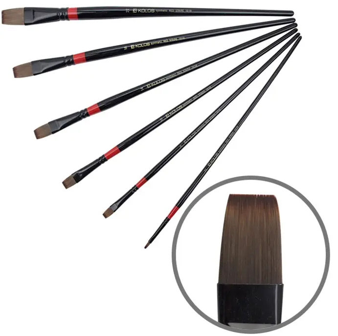 Пензель Синтетика плоский Red stripe 1018 №18 Kolos 1