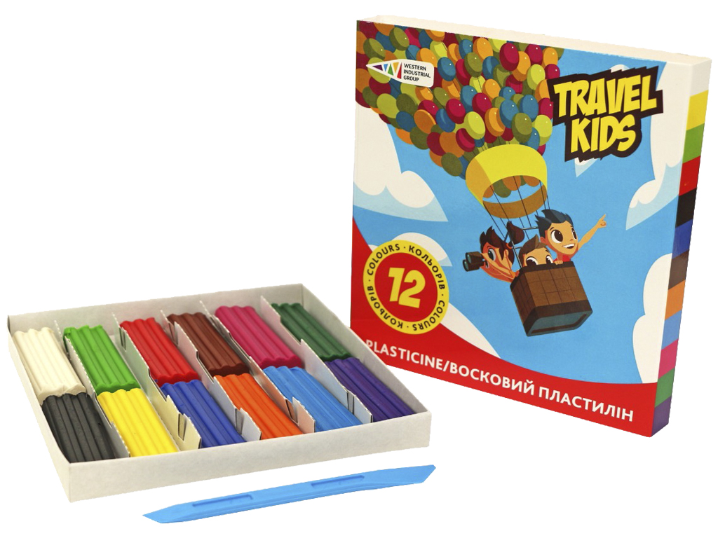 Пластилін 12 кол., 144 гр "Travel kids" зі стеком, 331011/TK Гамма-Н 1