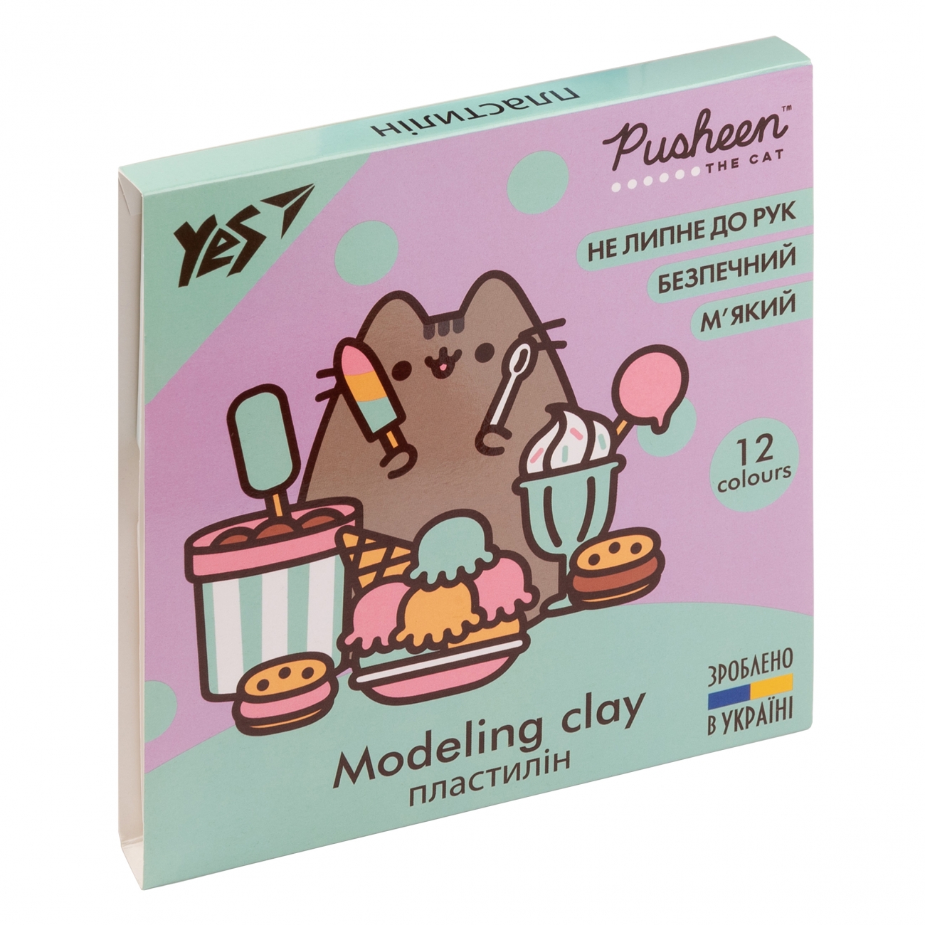 Пластилін 12 кол. "Pusheen" 240 г, 540597 Yes