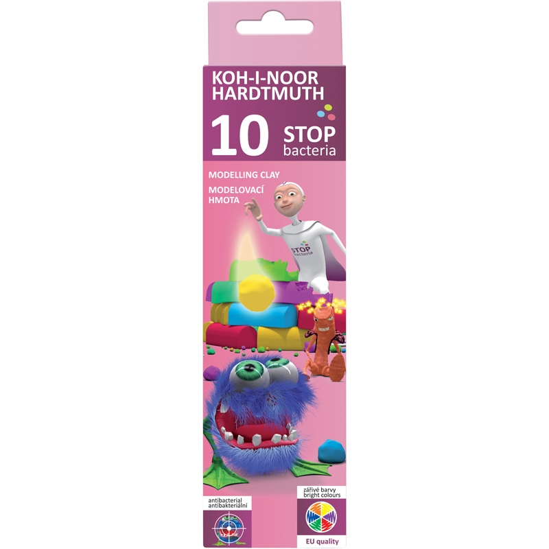 Пластилін 10 кол "Stop bacteria" 200г карт. 131810 KIN