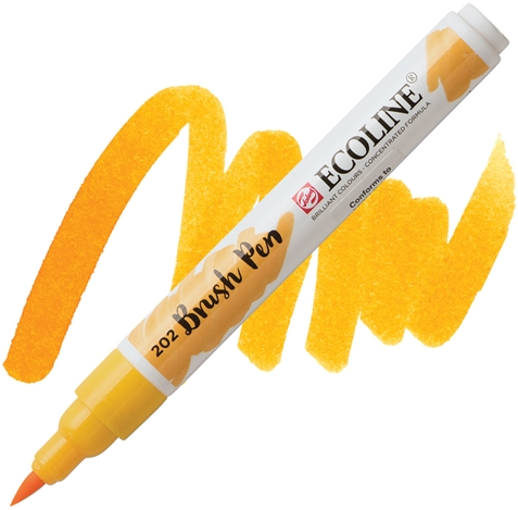 Пензель-ручка Ecoline Brushpen (202), Жовта темна, Royal Talens 1