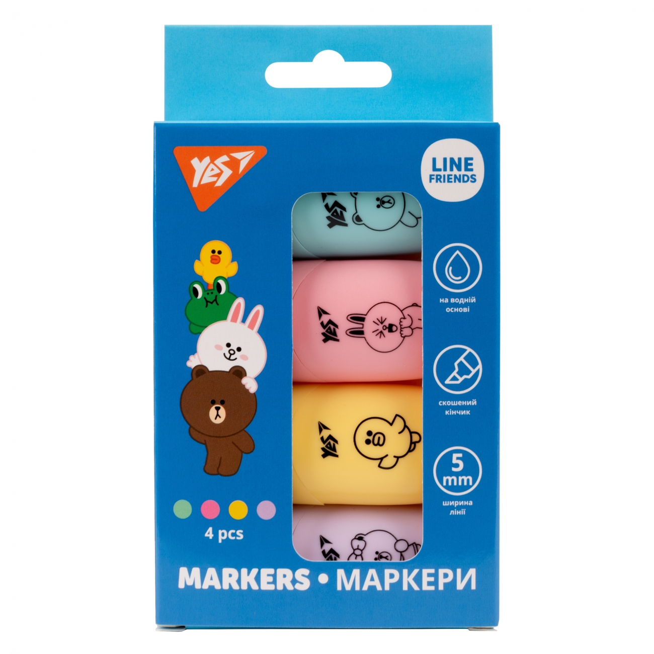 Маркер текстовий "Line Friends" 4 шт., 390711 Yes 1