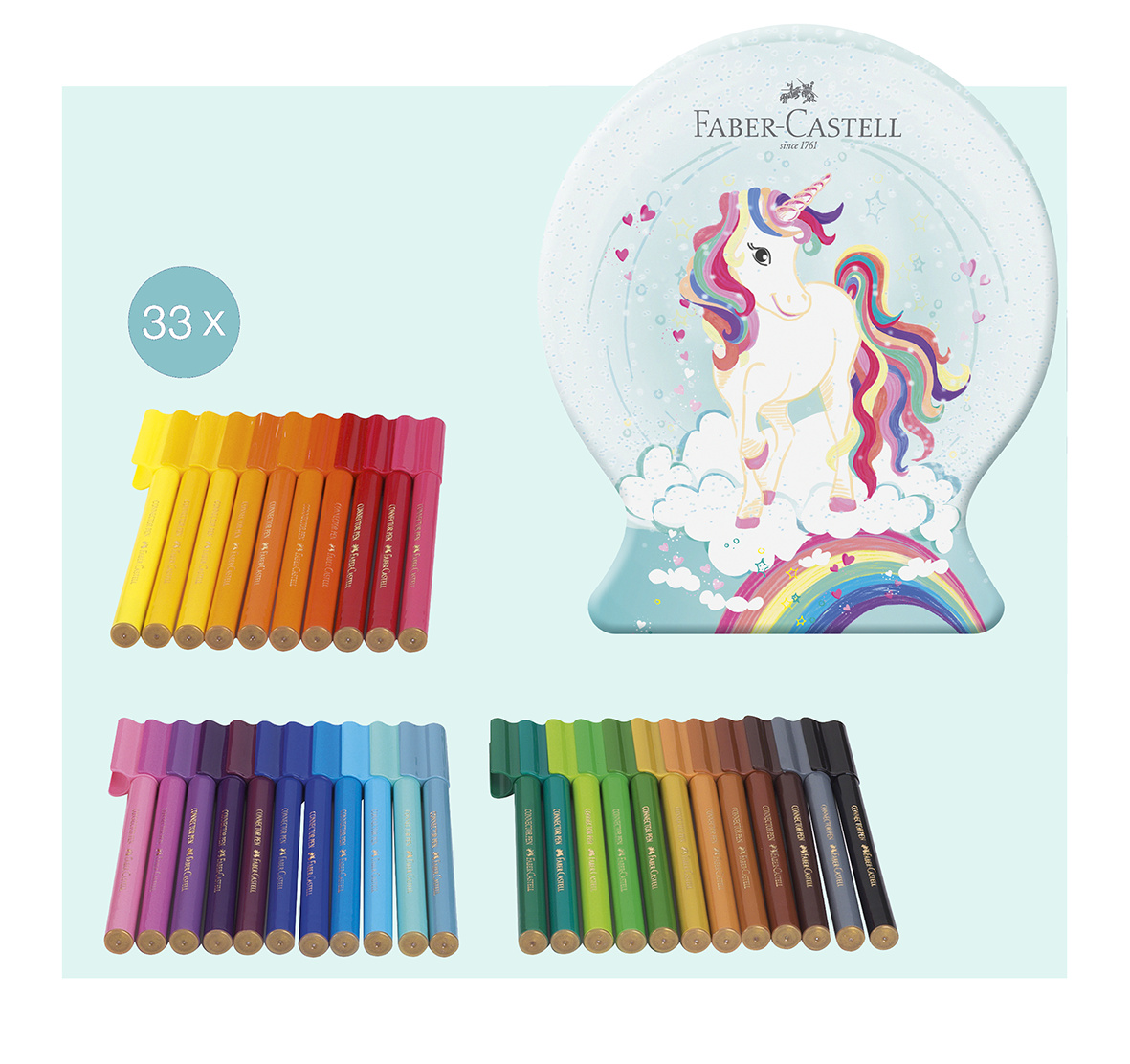 Фломастеры 33 цв. Connector "Unicorn", 155544 Faber-Castell 1