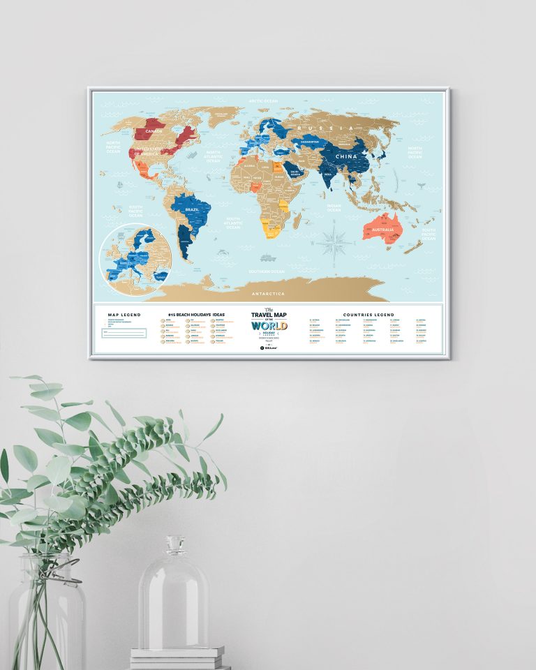 Скретч карта мира "Travel Map Holiday Lagoon World" 80*60 см (англ. язык), ТМ "1Dea.me" 2