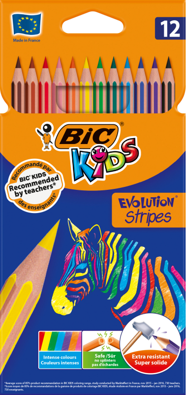 Набір олівців 12 кол. Kids Еволюшн Страйпс, bc9505221 BIC
