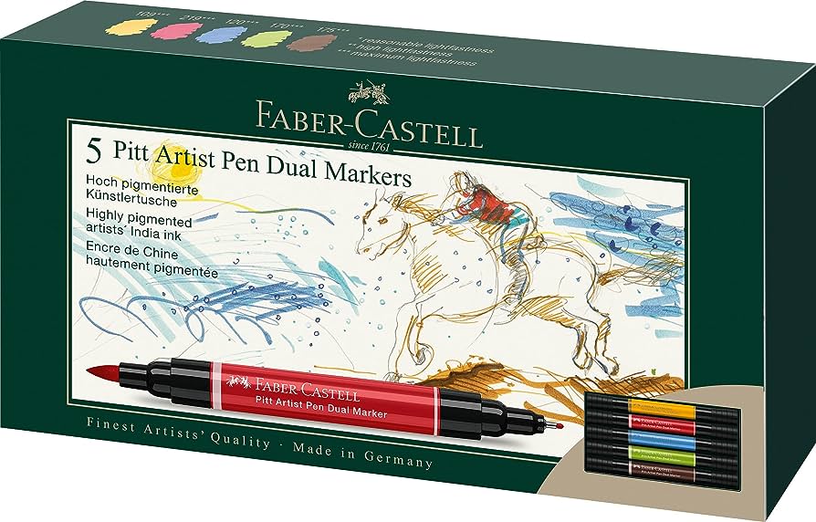 Набір маркерів РІТТ ARTIST PEN 5 шт., двосторонні, 162005 Faber-Castell