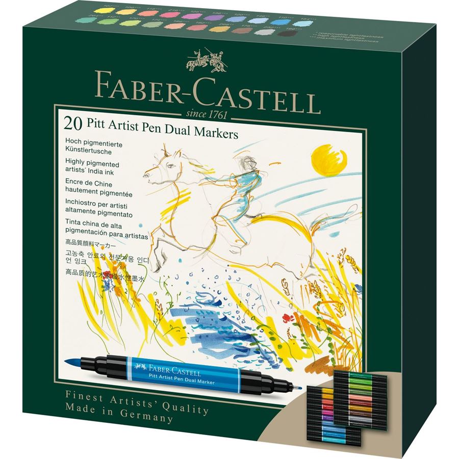 Набір маркерів РІТТ ARTIST PEN 20 шт., двосторонні, 162020 Faber-Castell