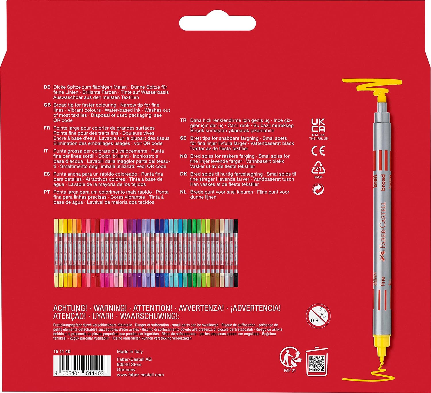 Фломастеры 40 цв. Fibre-Tip, двухсторонние, 151140 Faber-Castell 1