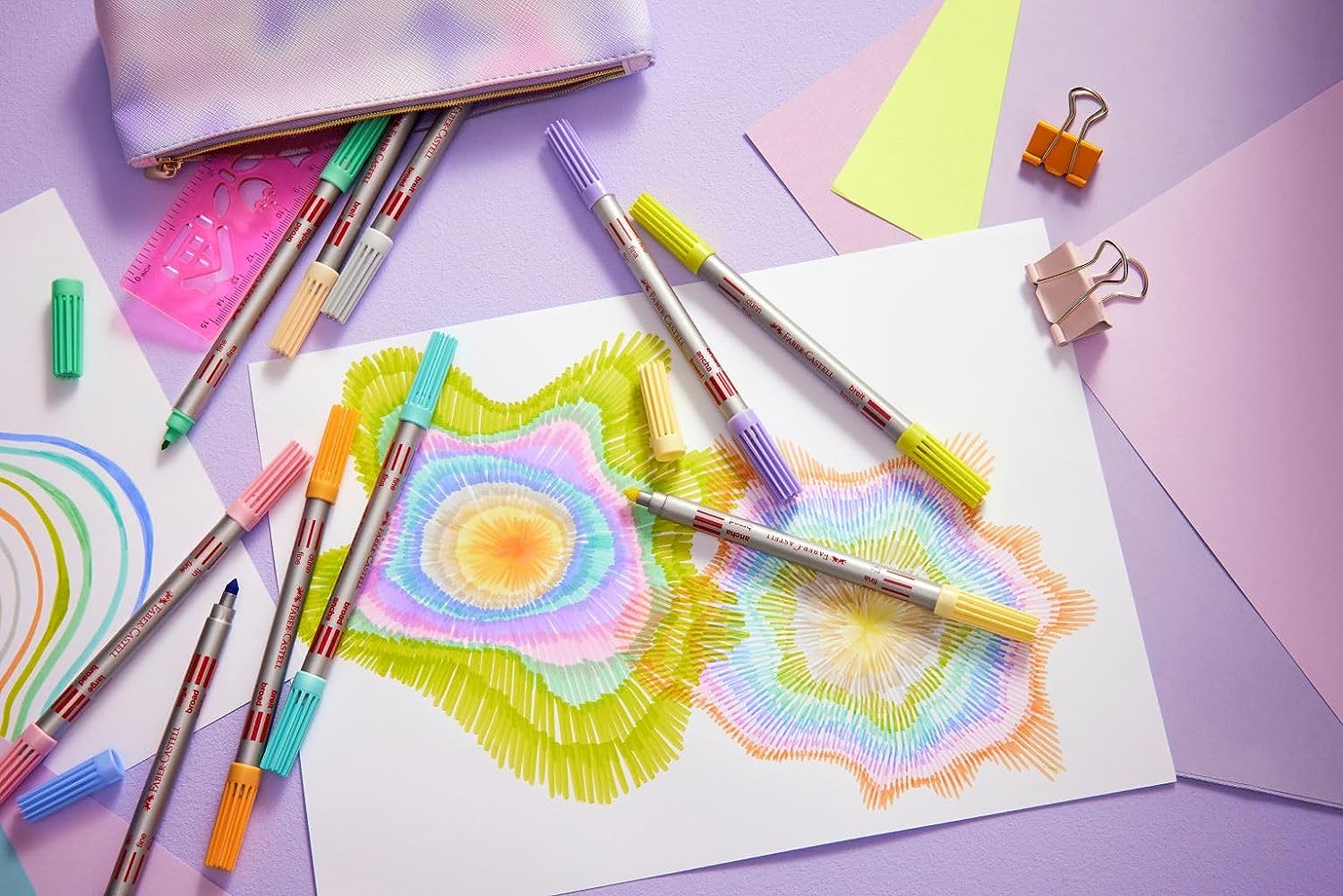 Фломастеры 10 цв. Pastel Fibre-Tip, двухсторонние, 151112 Faber-Castell 2