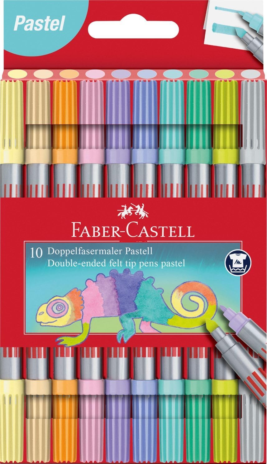 Фломастеры 10 цв. Pastel Fibre-Tip, двухсторонние, 151112 Faber-Castell