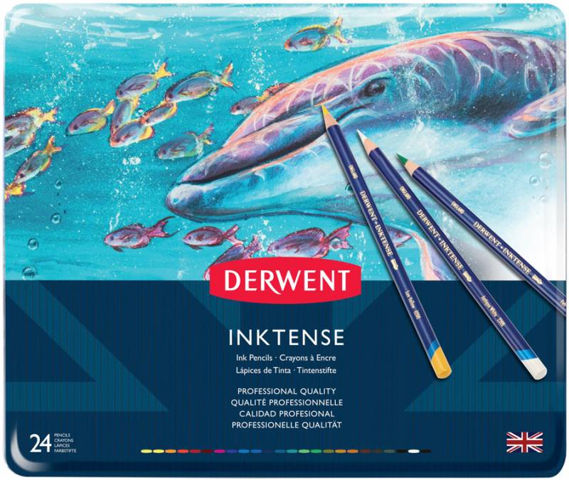 Набор чернильных карандашей Inktense, 24 цв. В металл. кор, Derwent 0700929