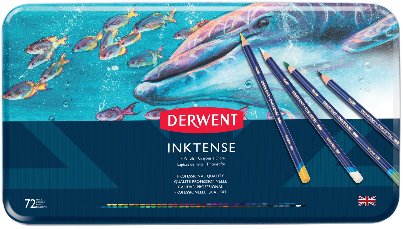 Набір олівців акварельних "Inktense" (іміт. китайск. туші), 72 кол., метал. коробка, 2301843