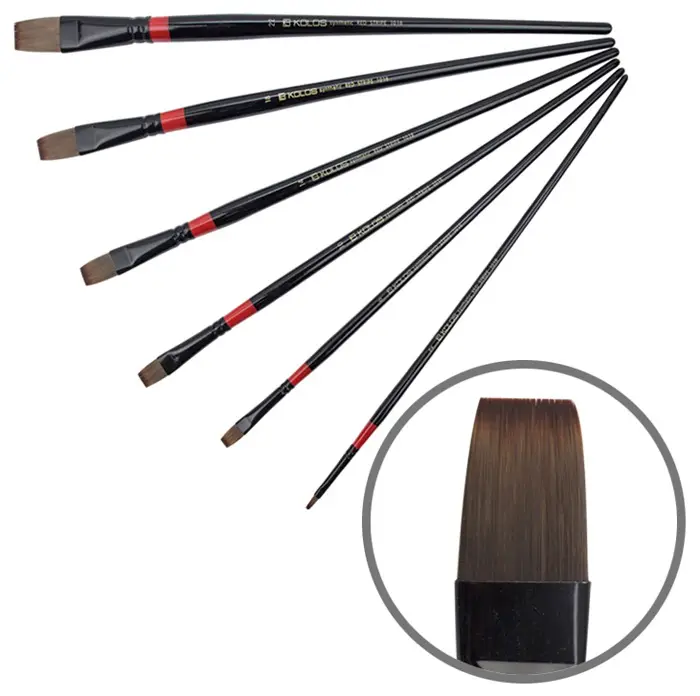 Пензель Синтетика плоский Red stripe 1018 №6 Kolos 1