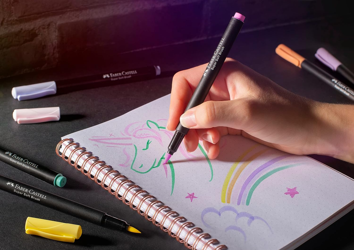 Фломастер-кисть 6 цв. Pastel Black Edition, картон, 116453 Faber-Castell 3