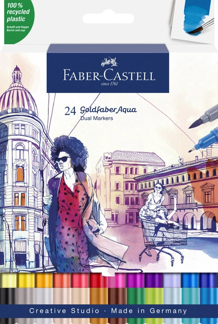 Набор маркеров AQUA 24 шт., двухсторонние, 164624 Faber-Castell