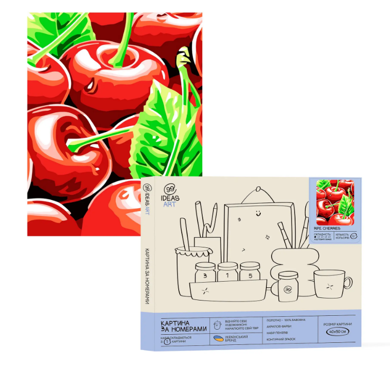 Набір для розпису по номерах "Стигла вишня" 40*50 см, GX8224, ТМ "99IDEAS" 1
