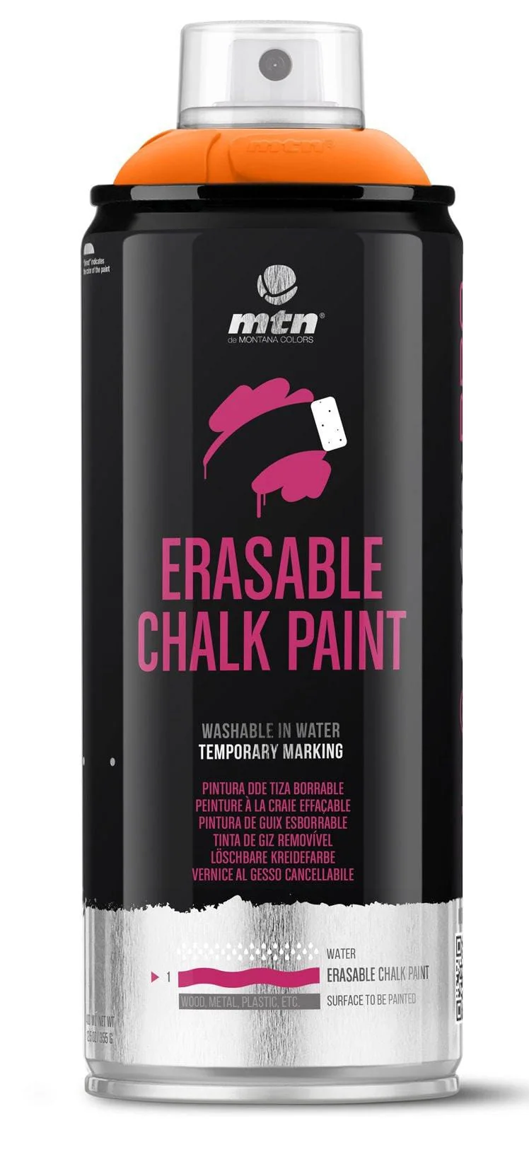 Аерозольна фарба на крейдяній основі MTN PRO Erasable Chalk Paint WB 400 мл, помаранч., EX014PC2004W