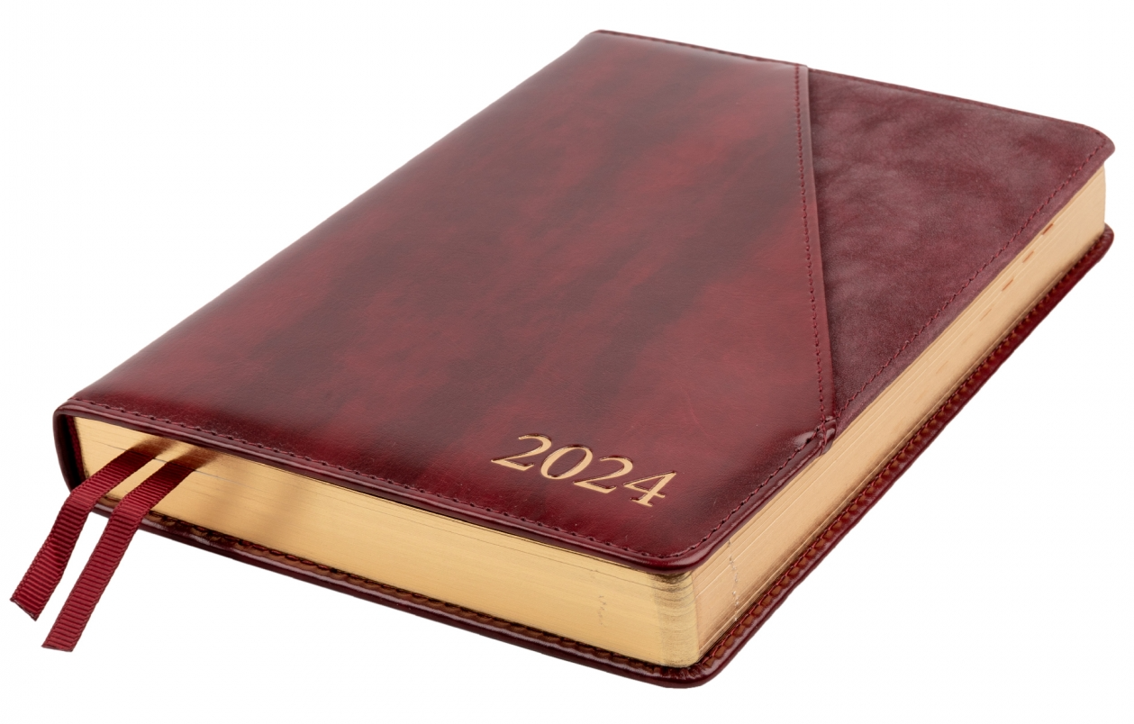 Ежедневник датированный А5 2024, "Whisky", твердый, 368 стр., бордо, 252449, Leo Planner 1