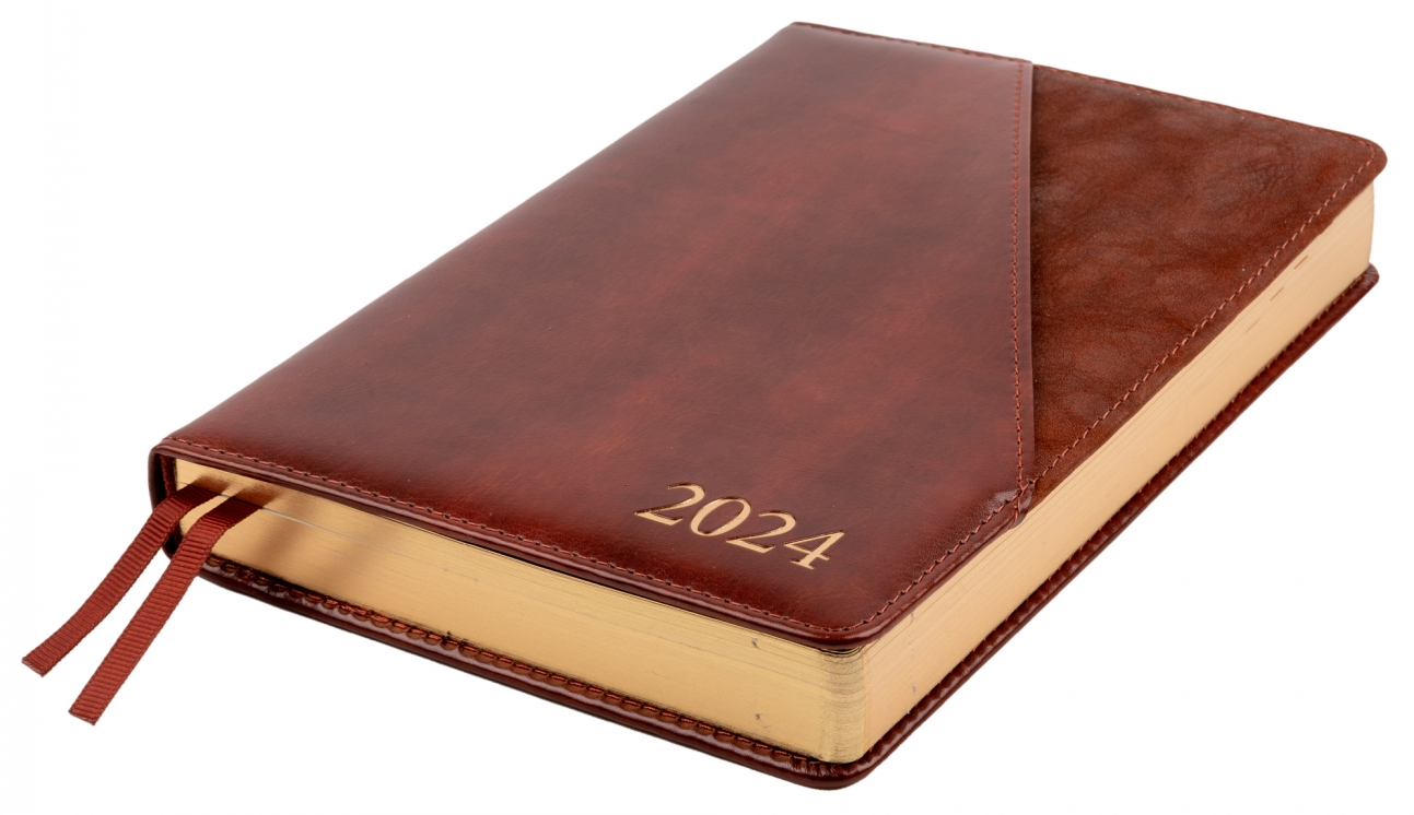 Ежедневник датированный А5 2024, "Whisky", твердый, 368 стр., коричневый, 252448, Leo Planner 1