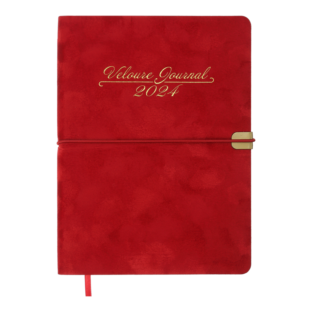 Щоденник датований A5, 2024, Velour, червоний, BM.2134-05
