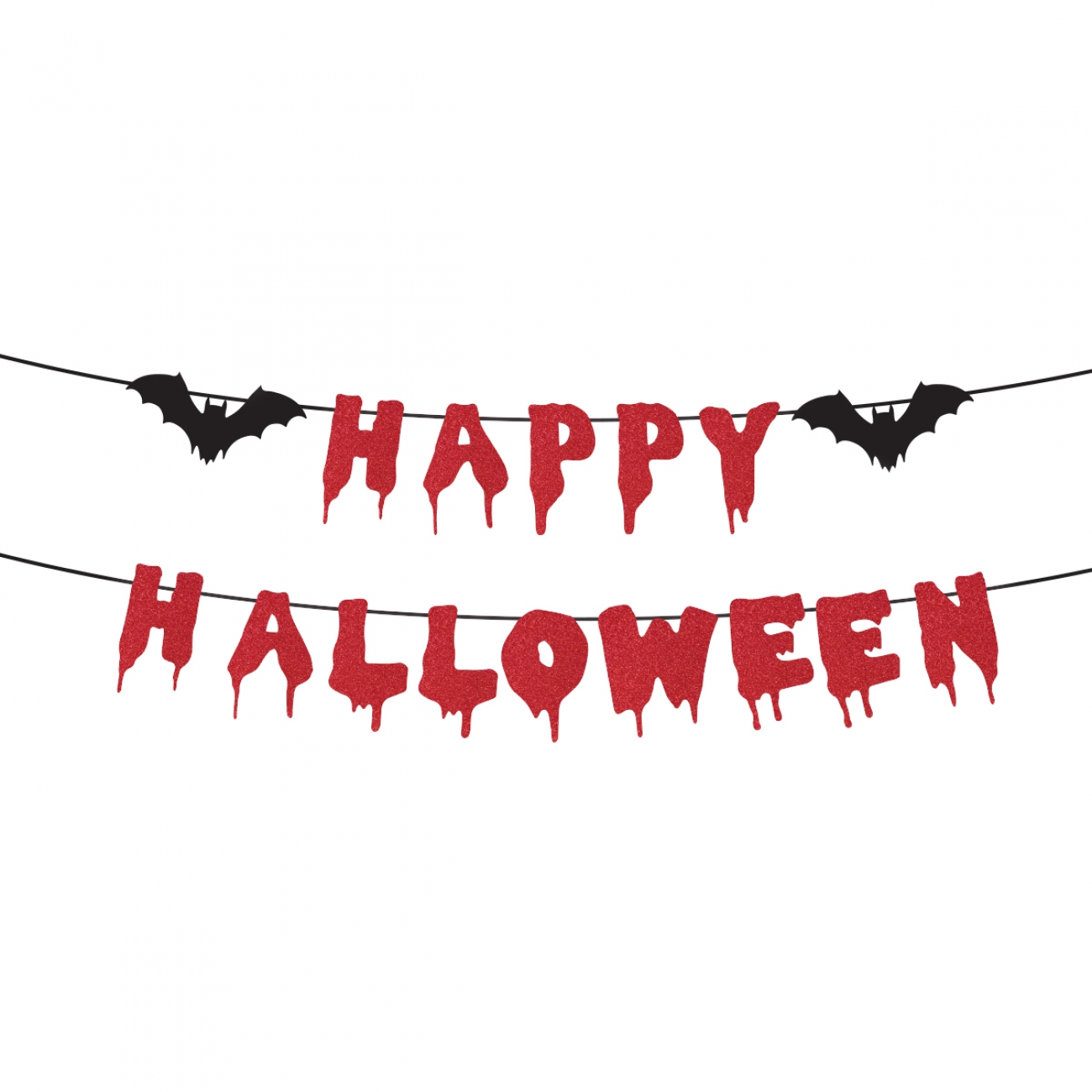 Гирлянда бумажная Yes! Fun Хэллоуин "Happy Halloween" 16 элементов, 3 м, глиттер, красная, 801185