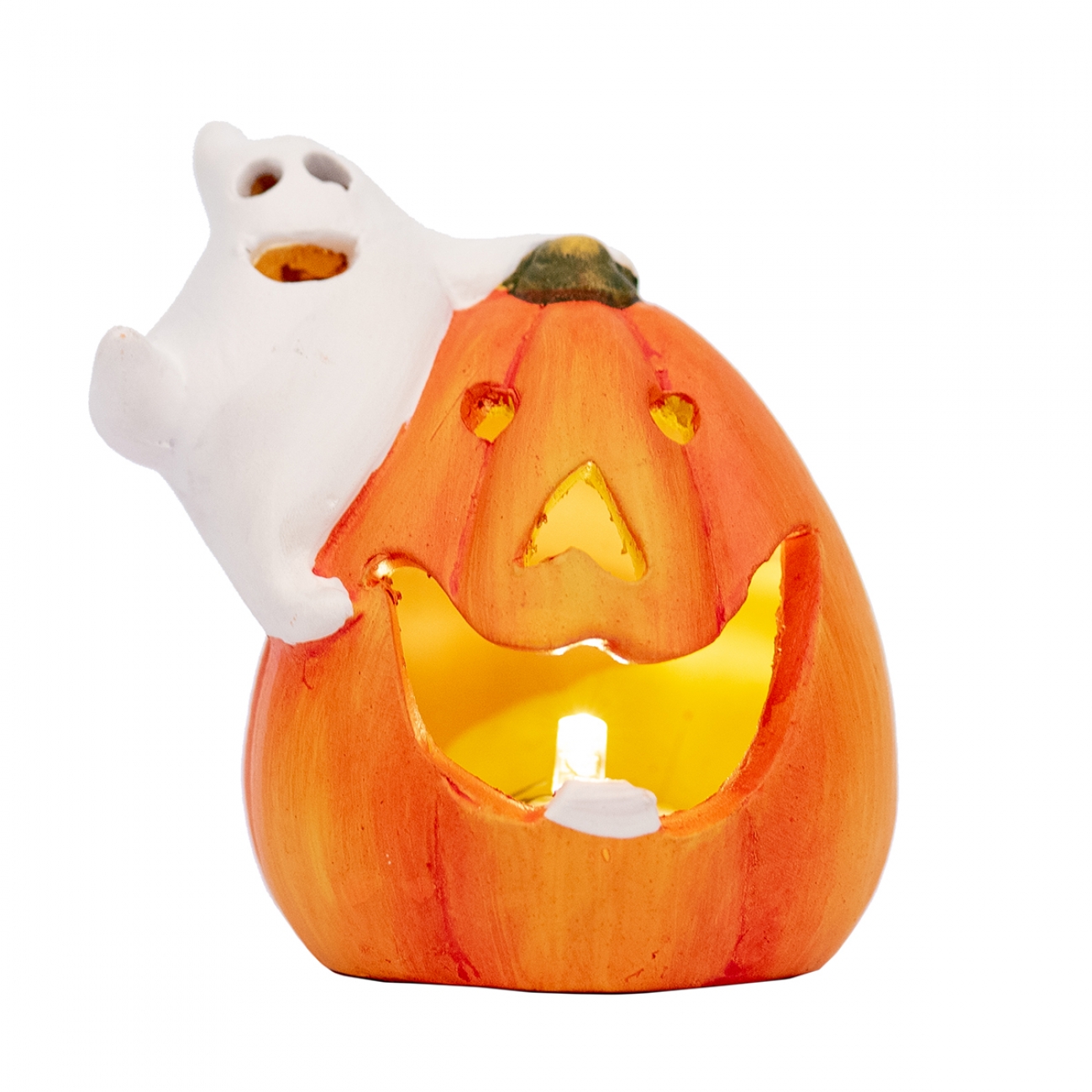 Статуетка Yes! Fun Хэллоуин "Pumpkin and ghost" 8 см, LED, 974190