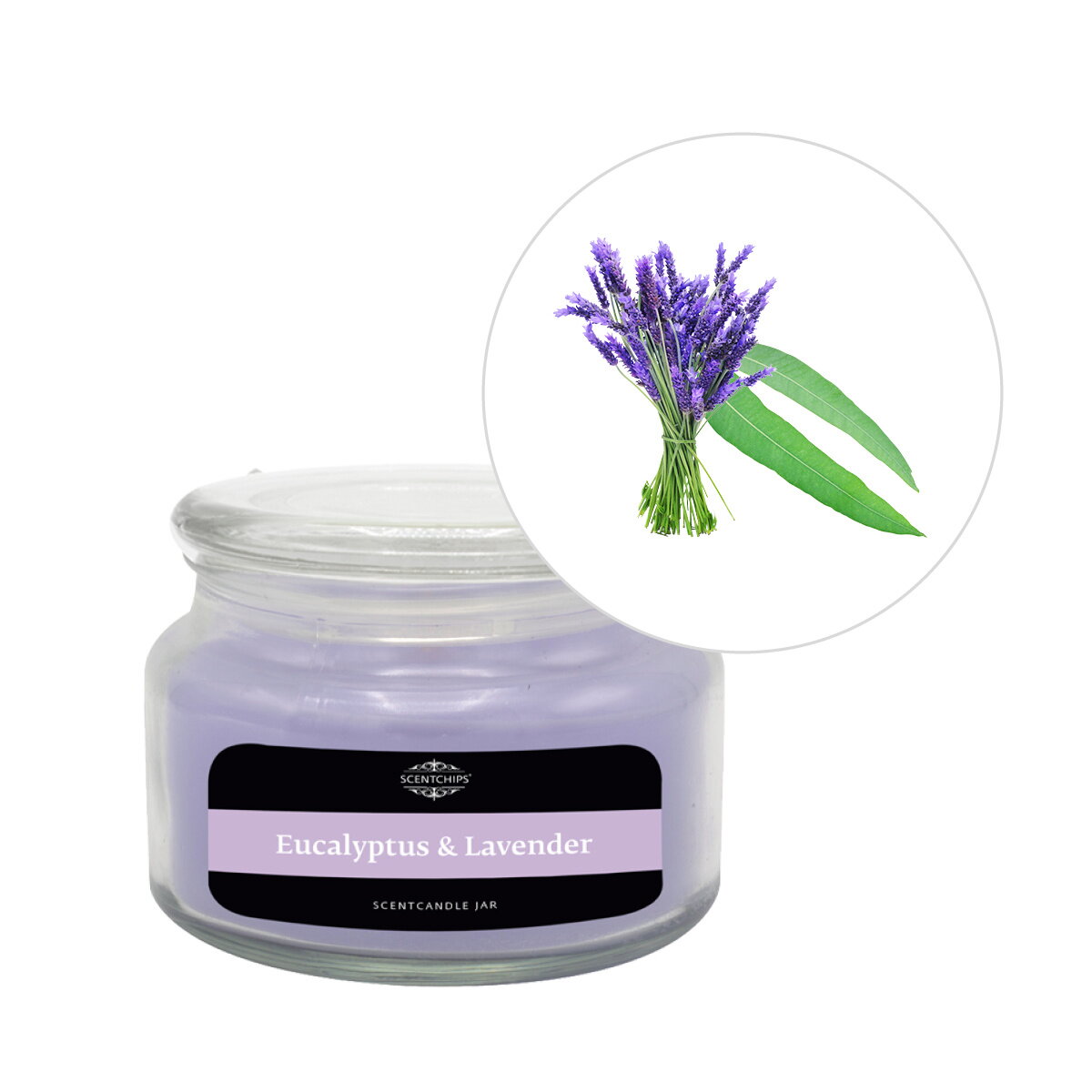 Аромасвічка у скляній банці Scentchips Евкаліпт і Лаванда 240 г/50 год. горіння, 255119 1