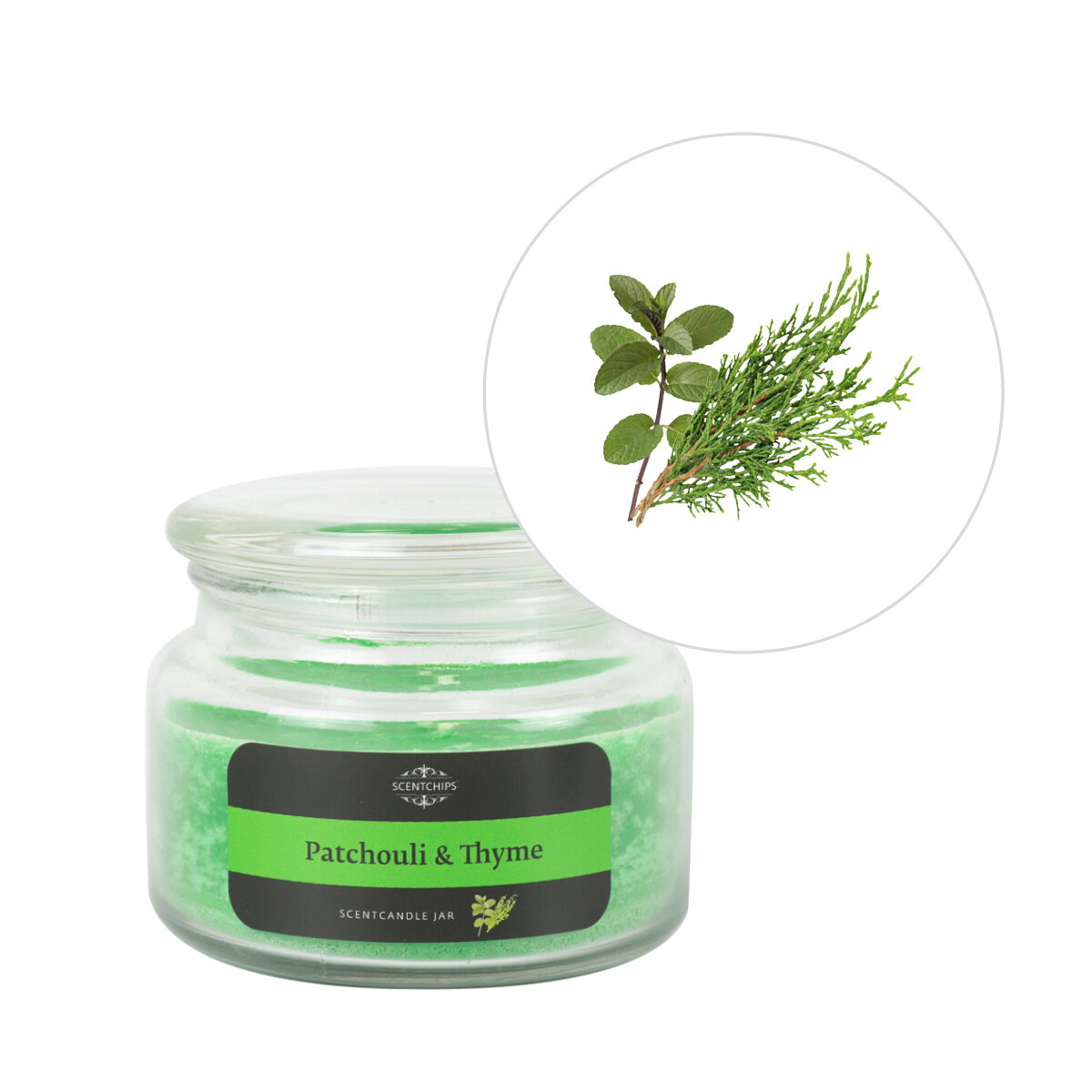 Аромасвічка у скляній банці Scentchips Пачулі і Чебрець 240 г/50 год. горіння, 255113 1