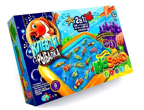 Гра велика наст. "2 в 1: "Кльова риболовля" та "Кінетичний пісок Kidsand" укр.(5), ДТ-НВ-08-16