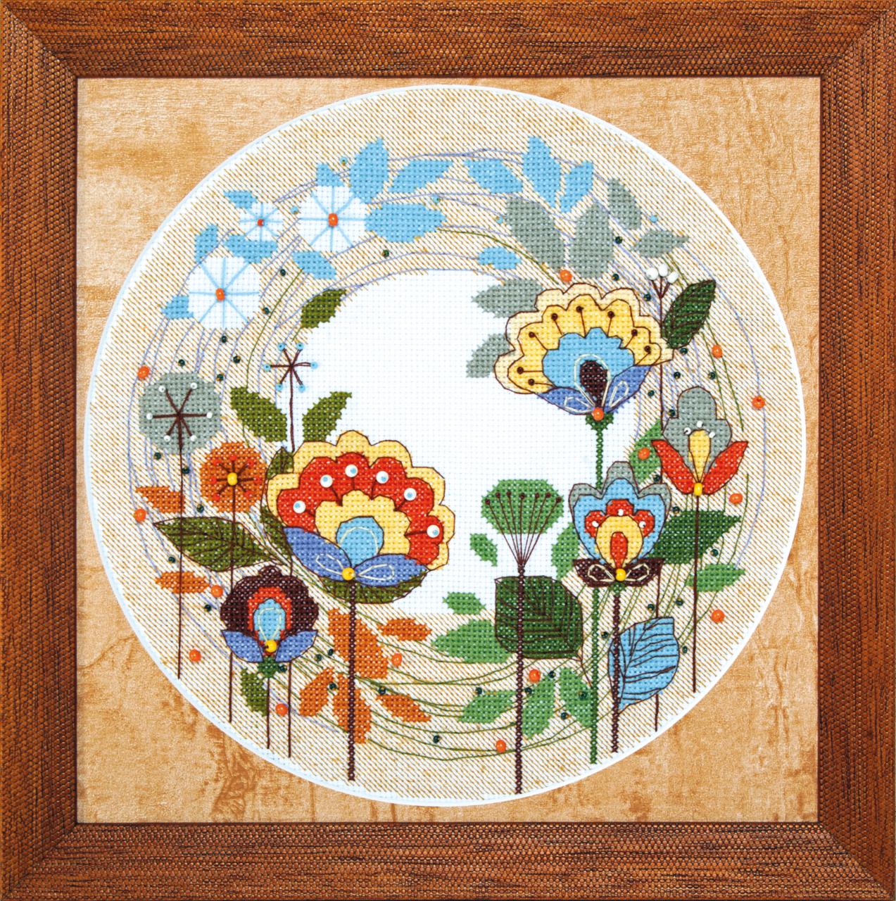 Набір для вишивання Crystal Art ВТ-1006 "Квітковий круговоріт" 23,5*23,5 см, ТМ "Чарівна мить"