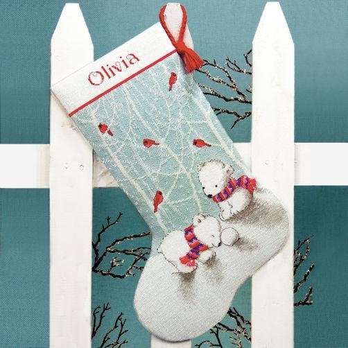 Набір для вишивання хрестом "Снігові ведмедики, Snow Bears Stocking", 70-08902 Dimensions