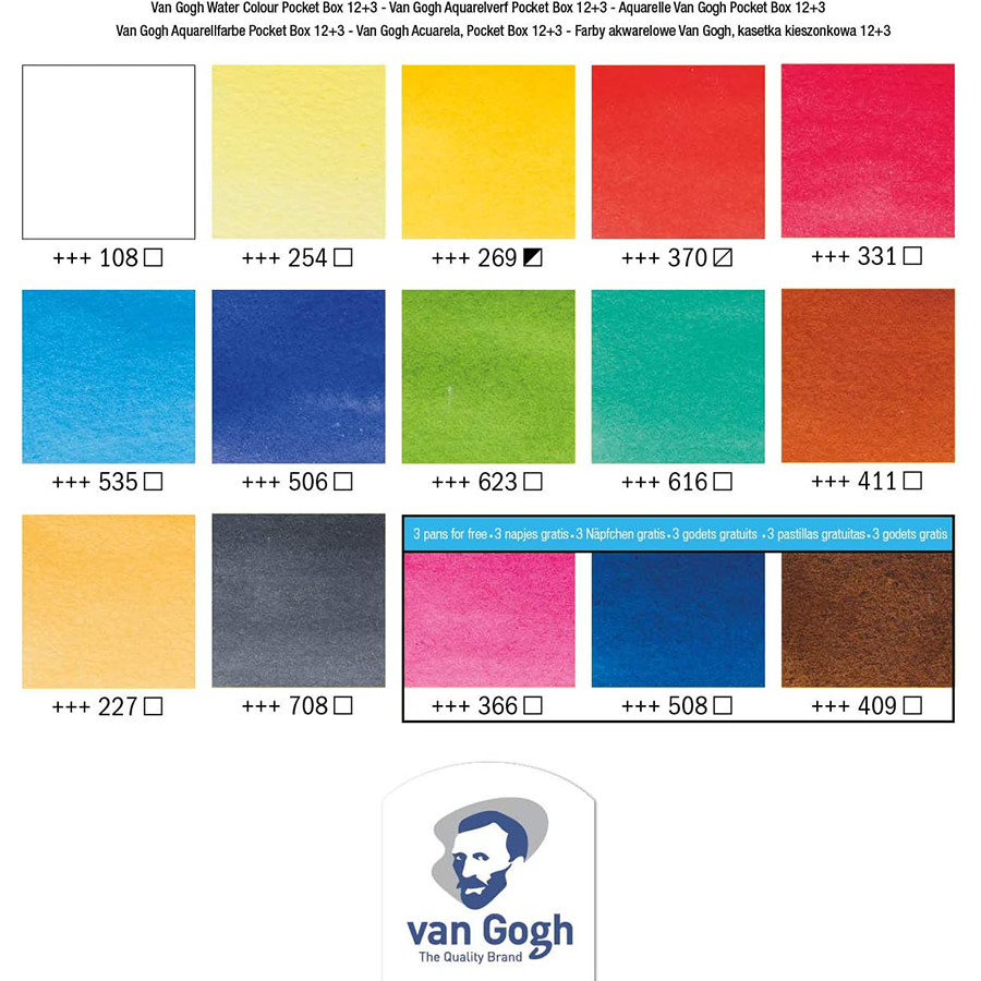 Набір акварельних фарб Van Gogh Pocket box, 12 кювет+3 Безкоштовно, Royal Talens 4