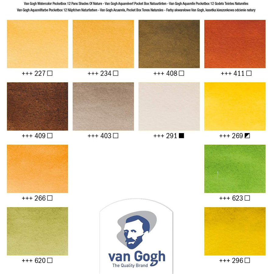 Набір акварельних фарб Van Gogh Pocket box Shades of Nature 12 кювет+пензлик, Royal Talens 3