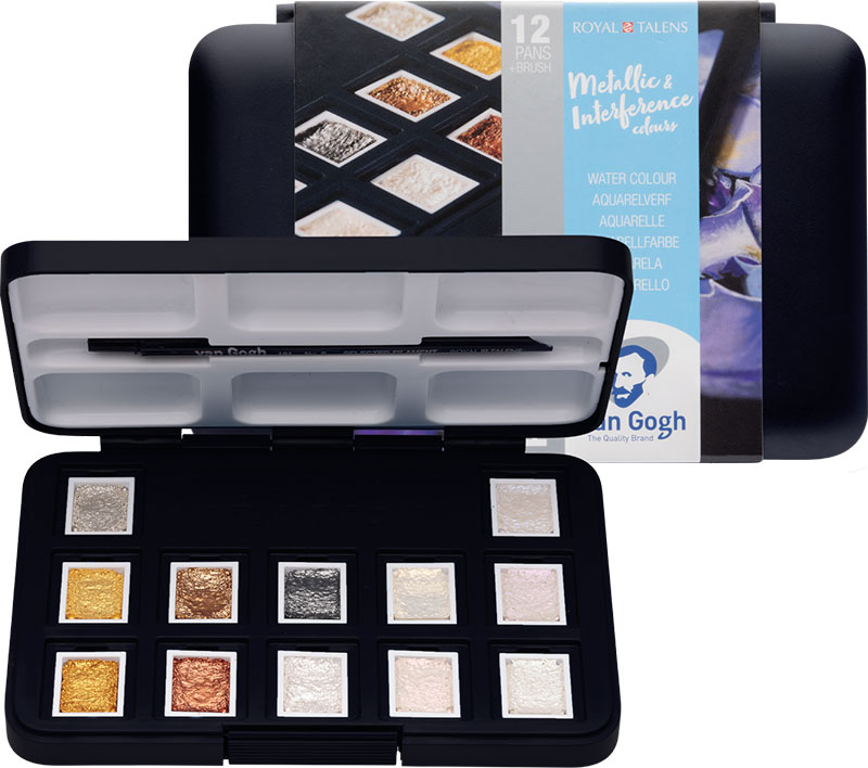 Набір акварельних фарб Van Gogh Pocket box Specialty 12 кювет+пензлик, Royal Talens 1