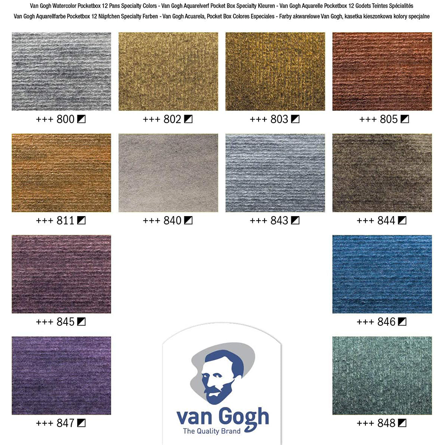 Набір акварельних фарб Van Gogh Pocket box Specialty 12 кювет+пензлик, Royal Talens 2