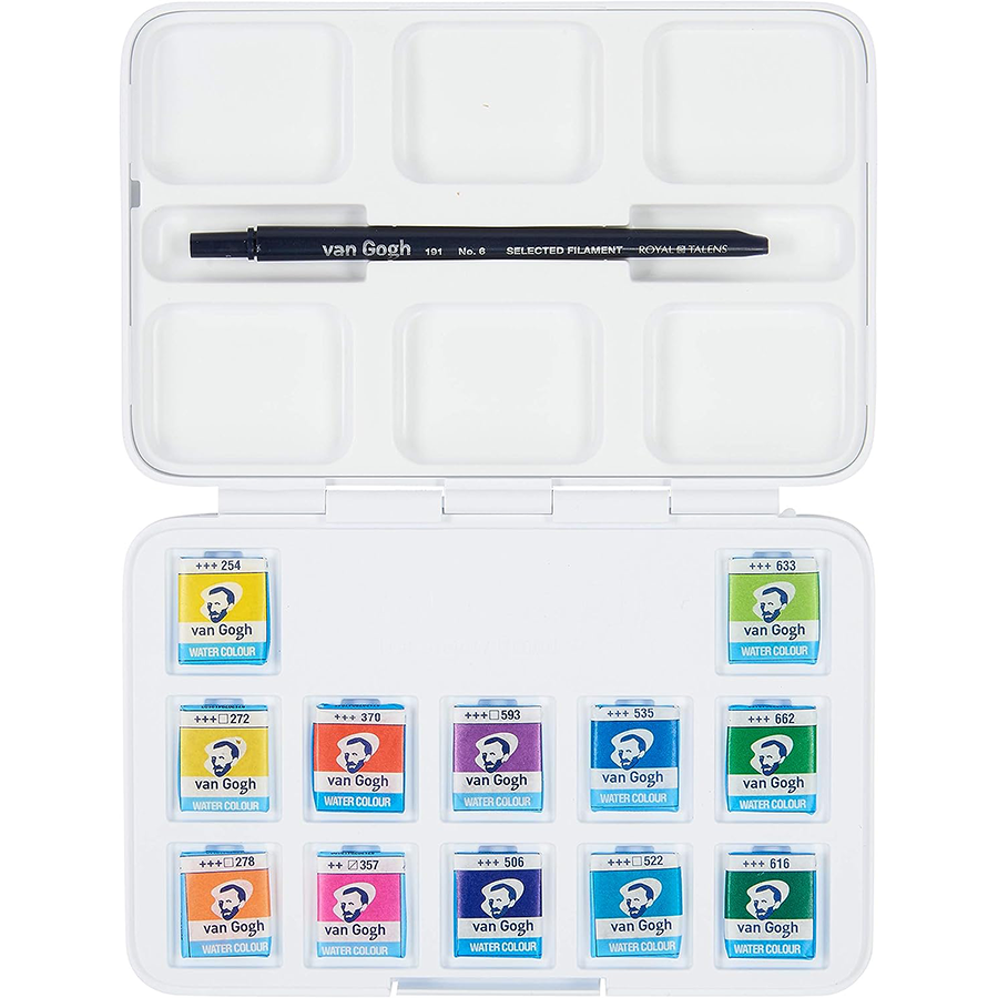 Набір акварельних фарб Van Gogh Pocket box Vibrant Colours 12 кювет+пензлик, Royal Talens 2