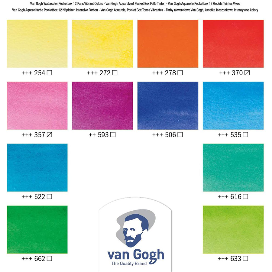Набір акварельних фарб Van Gogh Pocket box Vibrant Colours 12 кювет+пензлик, Royal Talens 4